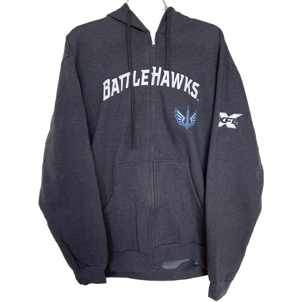 XFL St‎ Louis Defenders Full Zip Hoodie Jacket Size Large L Gray